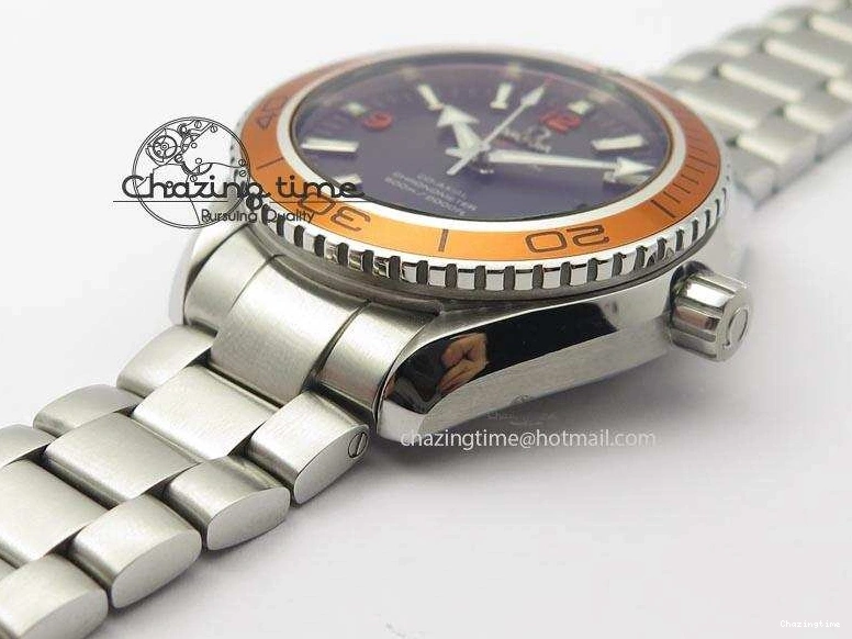 0820 FlexibleFit Planet Ocean SS Bp Maker 45mm Orange Bezel On SS Bracelet A 8216